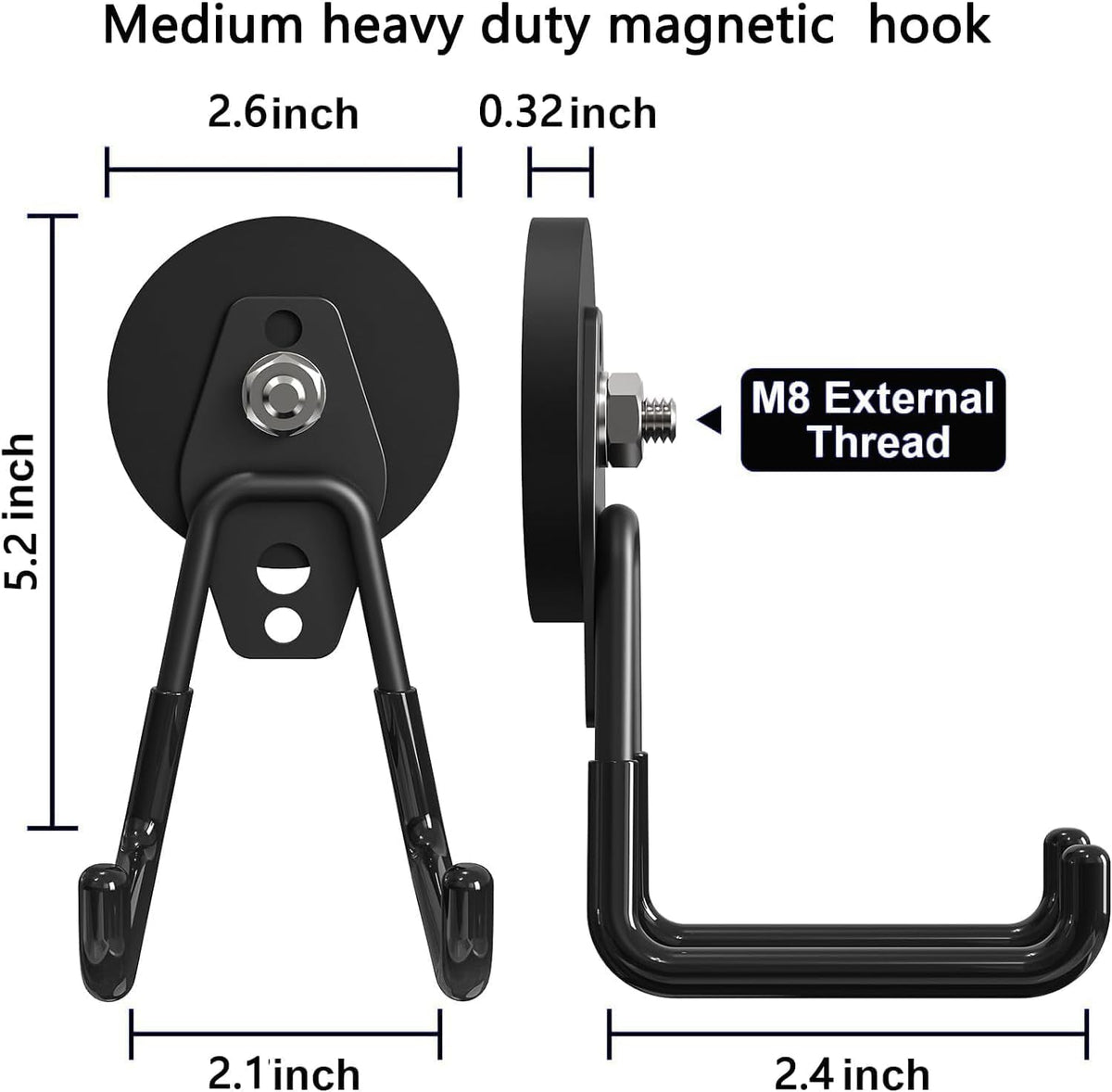 Heavy Duty Magnetic Hooks, Strong Large Magnet Hooks for Power Drill,Garden Tools, Hose,Pegboard,Garage, Workshop, Magnetic Storage Hook for Hanging,Super Powerful Magnetic Garage Hooks(2Pack)
