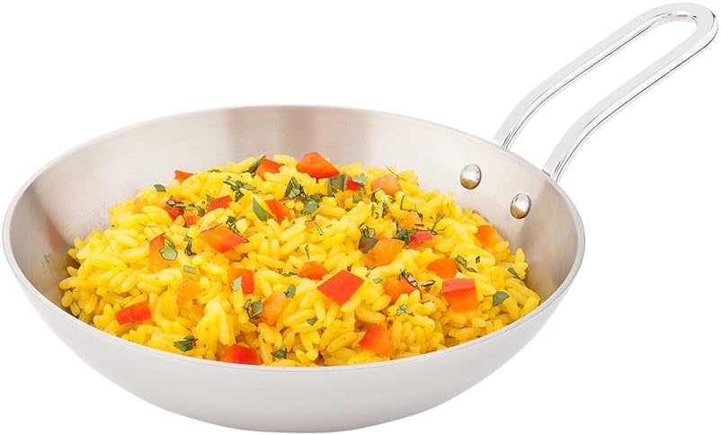 Restaurantware-6.5 Inch Mini Skillet, 1 Curved Cooking Skillet - Stain Resistant, With Handle, Silver Stainless Steel Frying Pan, Dishwasher Safe, For Meals Or Desserts