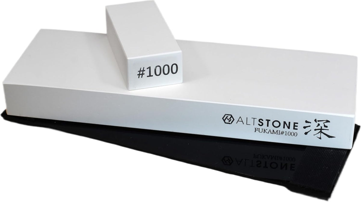 FUKAMI Whetstone Sharpening stone medium grit #1000 w/Nagura, 7.1" x 2.4" x 0.8" (Pro Power. Perfectly Compact for home use), Made in Japan (#1000)