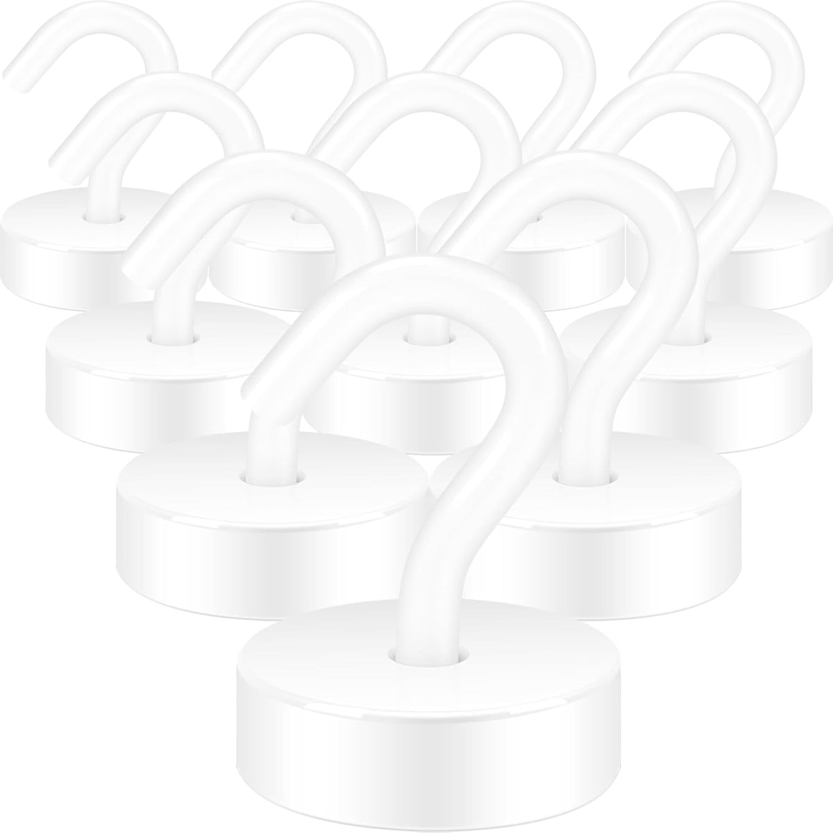 Neosmuk Magnetic Hooks, Cruise Ship Essentials, 40lb+ Heavy Duty Magnetic Hooks for Cruise Cabins, Refrigerator, Grill, Hanging, and Travel | Extra Strong Must-Haves Magnet Hook,White,Pack of 10