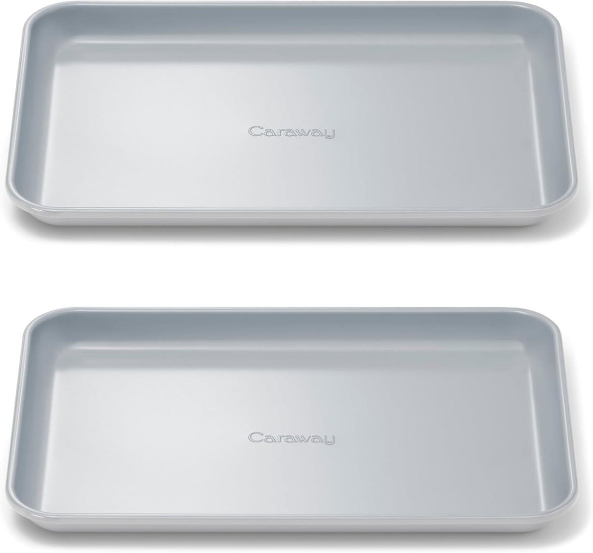 Caraway Nonstick Ceramic Small Baking Sheet Duo (9x13”) – Non-Toxic, PTFE & PFOA Free – Oven Safe – Aluminized Steel Core – Mini Sheet Pan for Baking, Roasting & More - Gray