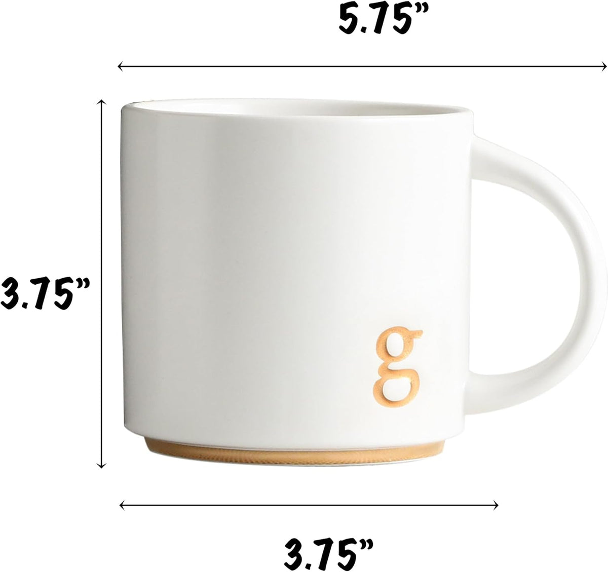 COLLECTIVE HOME - Monogram Ceramic Mugs, 15 oz Golden Initial Coffee Cups, Elegant Alphabet Tea Mugs, Elegant Personalized Mug with Gift Box, Luxurious Cups for Office and Home (g)