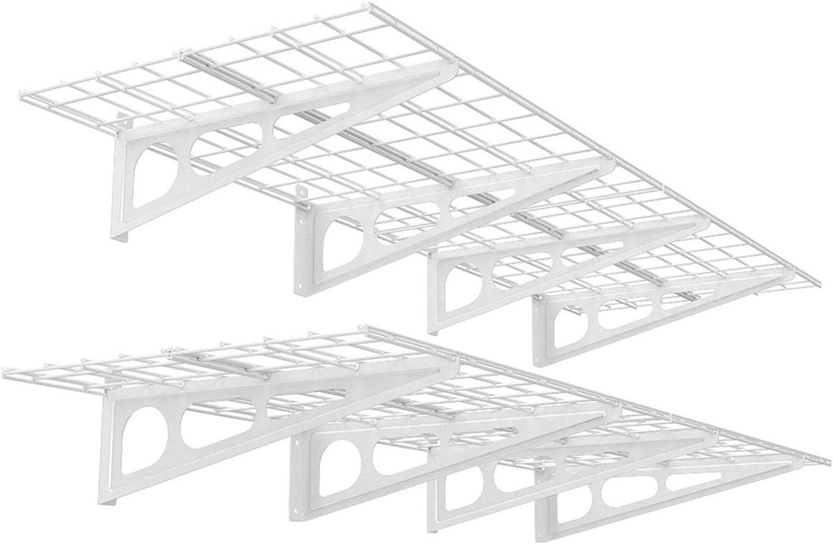 FLEXIMOUNTS 2-Pack 2x6ft 24-inch-by-72-inch Wall Shelf Garage Storage Rack Floating Shelves, White