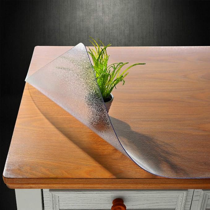 NECAUX Custom Wood Grain Table Cover Protector, 46 x 91 Inch, 1.5mm Thick, Non-Slip Plastic Pad for Dining & Conference Tables