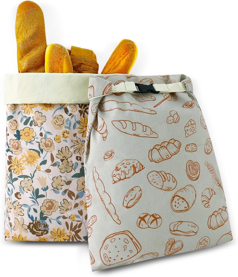 Bread Bags for Homemade bread,2 Pack Sourdough Bread Bags,Beeswax Bread Bags for Bourdough,Reusable Bread Storage