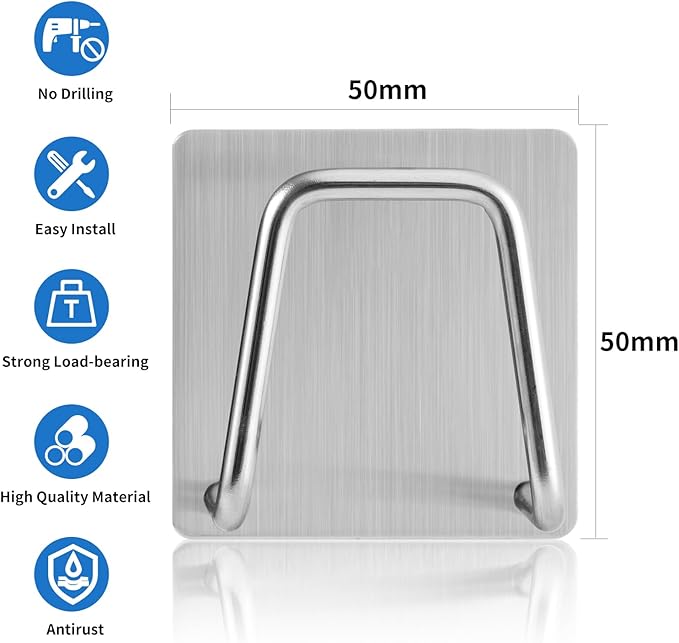 Adhesive Sponge Holder for Kitchen Sink, SUS304 Stainless Steel Scrubber Hanger Caddy Accessories Storage Rack Stand for Scratch Scrub Dishcloth Dishrag Exfoliator Strainer Stopper