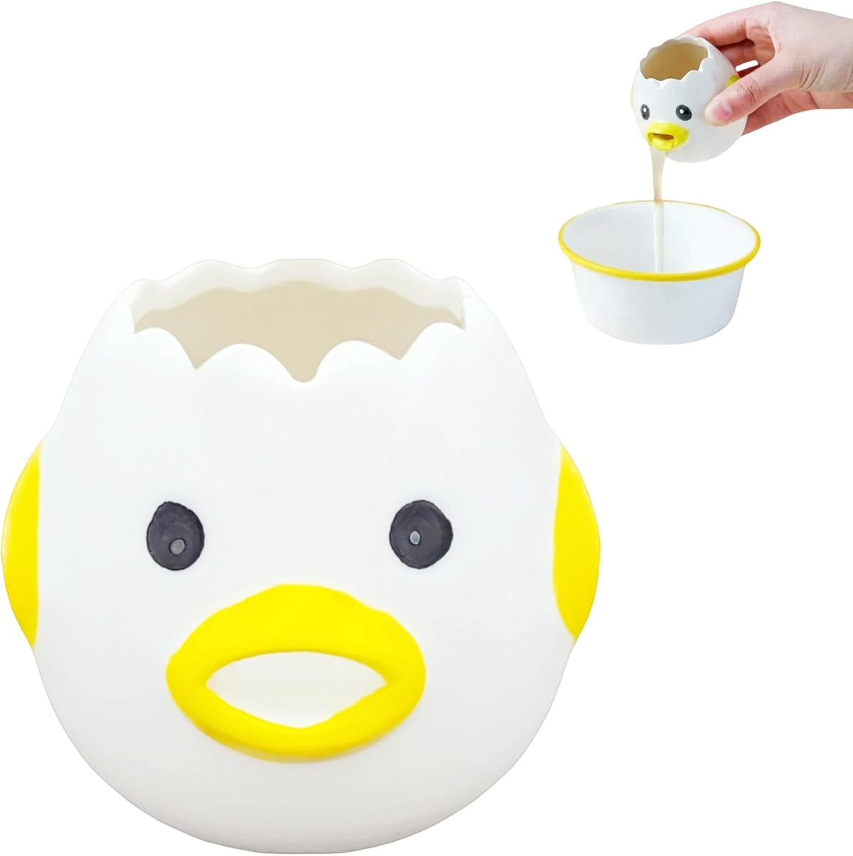 Cartoon egg separator, ceramic cute egg yolk separator, mini egg white and yolk filter, kitchen gadget baking aid