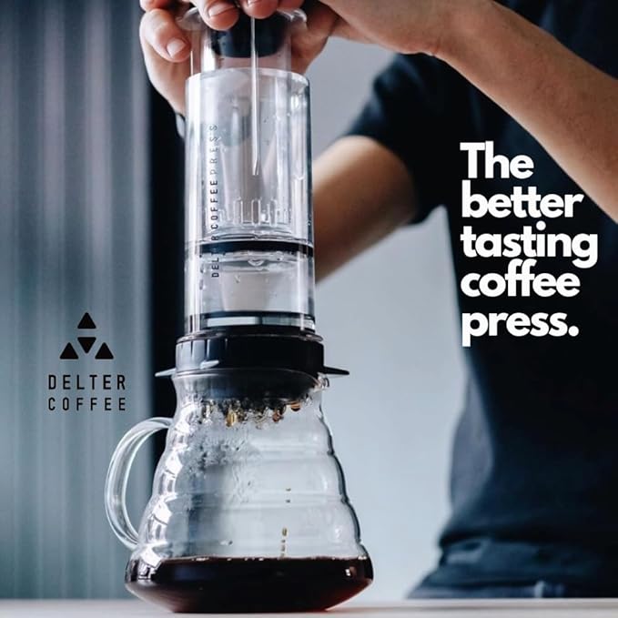 Delter Coffee Press Smoked Grey Edition with Metal Filter Included