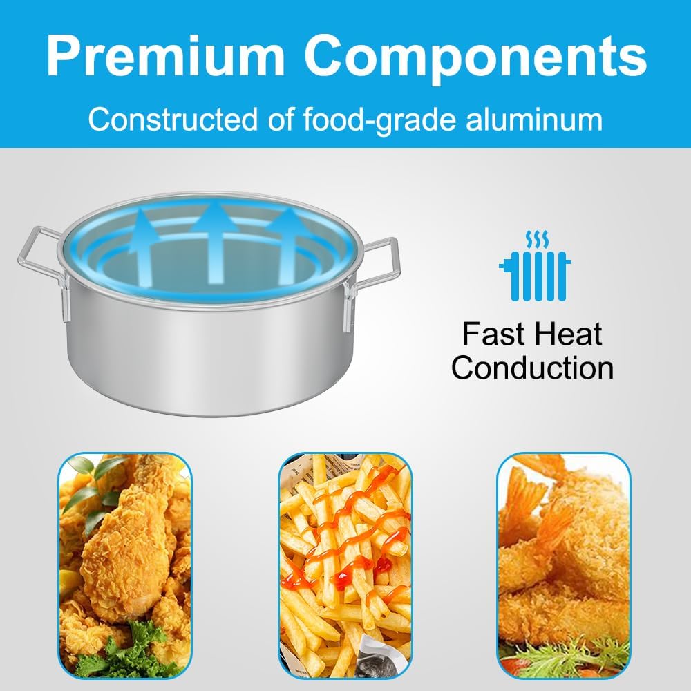 10QT Outdoor Fish Fryer Kit – Heavy-Duty Aluminum Pot, 6.7QT Basket, Propane Deep Fryer with 0-10 PSI Regulator & Steel Frame – Ideal for Seafood & More