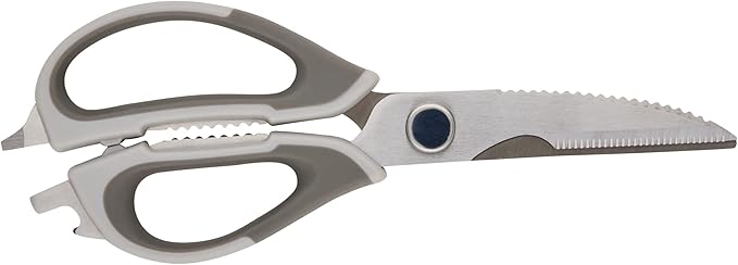 Rachael Ray Professional Multi Shear Kitchen Scissors with Herb Stripper and Sheath, 2 Piece, Gray