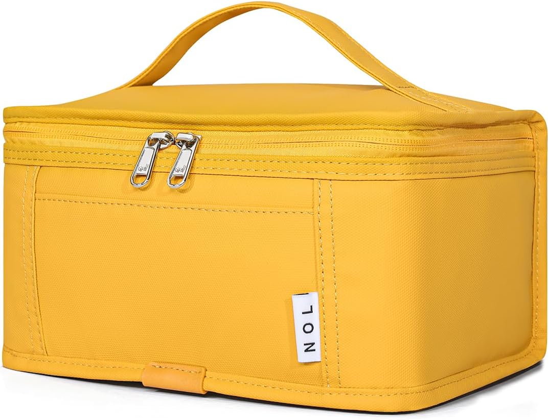 NOL Natural Organic Lifestyle Small Lunch Bag Mini Lunch Box Insulated Lunch Bag for Men/Women Leakproof Cooler Tote Bag Lightweight Nylon Waterproof Lunch Box For Work, Earth-yellow