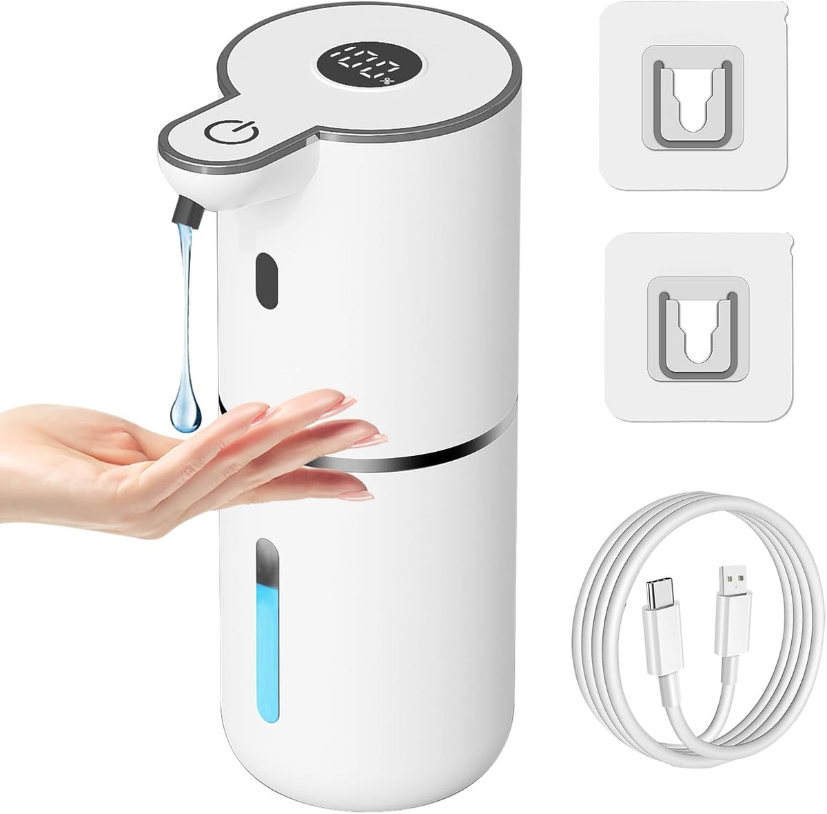 Automatic Liquid Soap Dispenser Touchless, USB Rechargeable Smart Hand Soap Dispenser, 6-Level Adjustable, 12.8oz/380mL Wall Mounted for Bathroom Kitchen Dish Soap