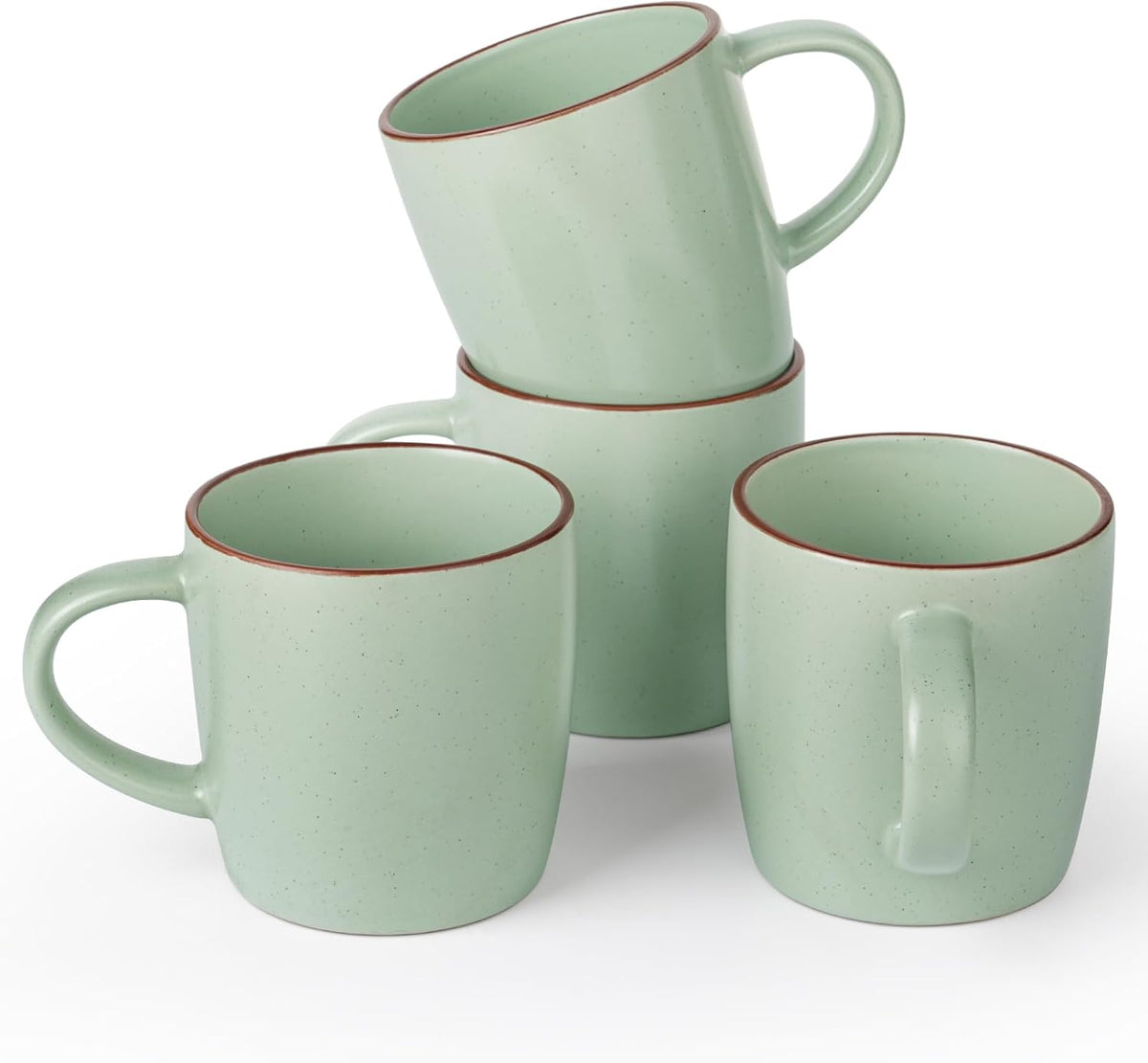 famiware Mercury Coffee Mugs 13 oz, Coffee Mugs Set of 4 with Handle, Cups for Latte, Hot Tea, Cappuccino, Mocha, Cocoa, Light Green