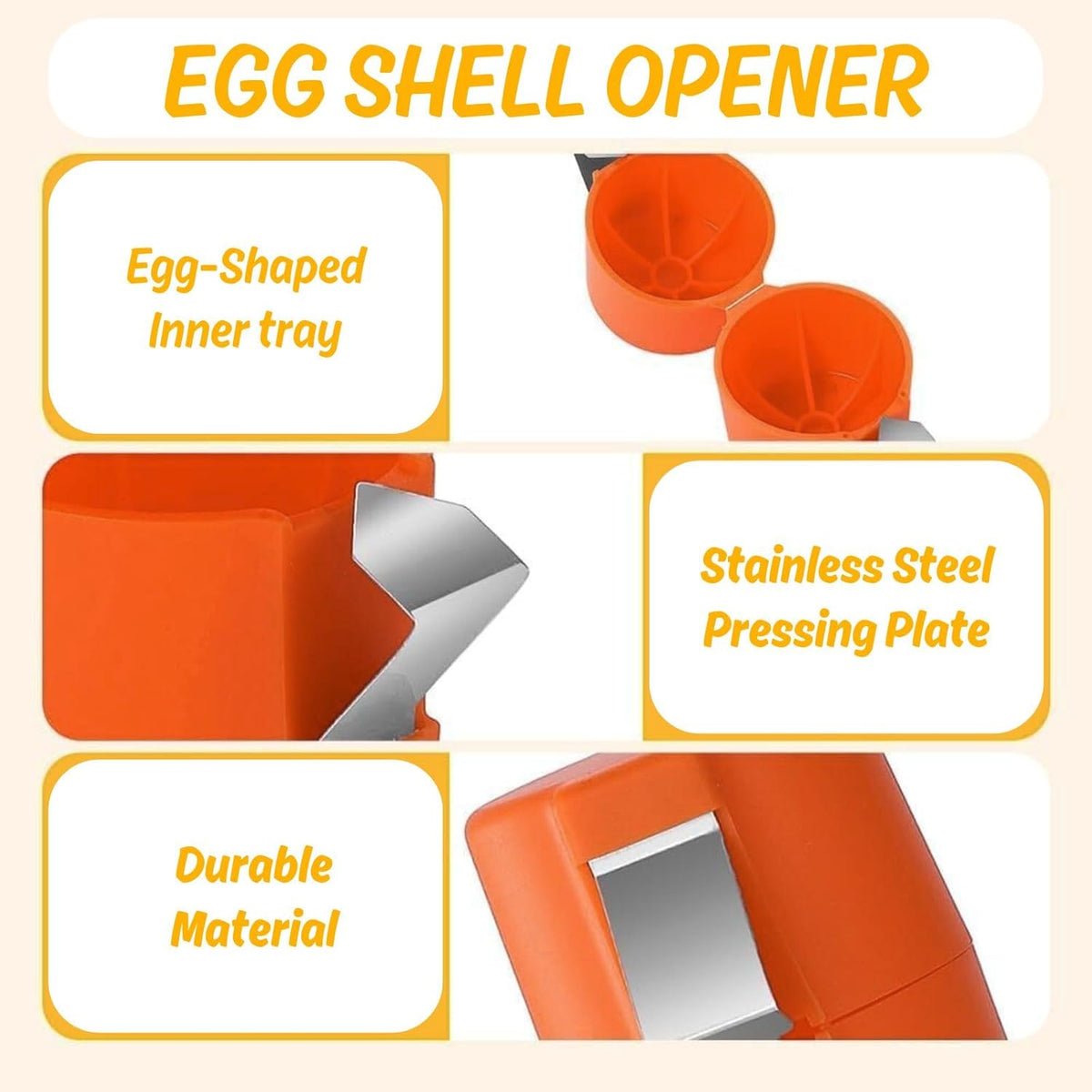 3PCs Egg Shell Opener - New Egg Cracker & Peeler Tool, Separator for Kitchen Gadgets