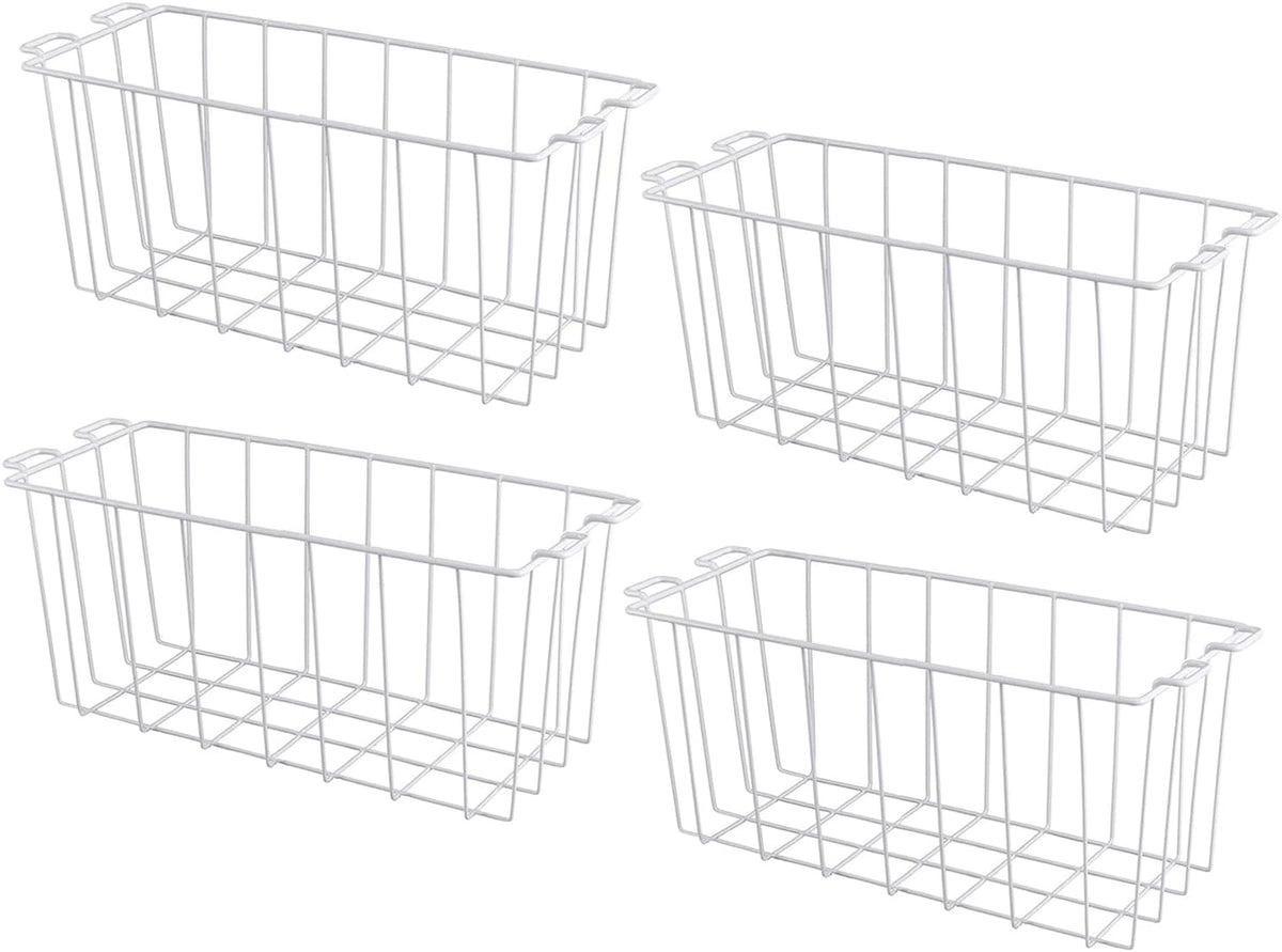 Orgneas Chest Freezer Baskets, 16.5" Freezer Organizer Bins Deep Freezer Storage Bins Metal Wire Baskets with Hanging Handles 4Pcs