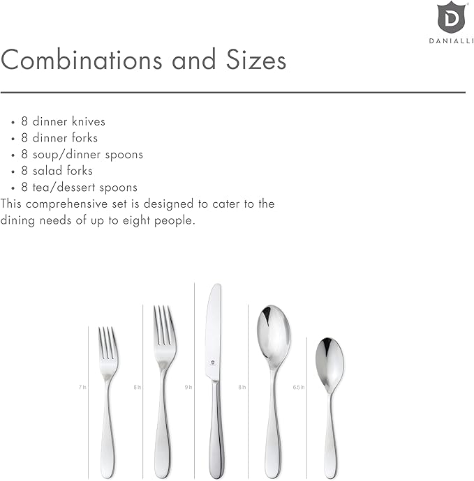 Matte Silverware Set, 18/10 Stainless Steel Satin Flatware, Modern Brushed Finish Cutlery, Dishwasher Safe & Durable, Built to Last (40-Piece, Fidenza)