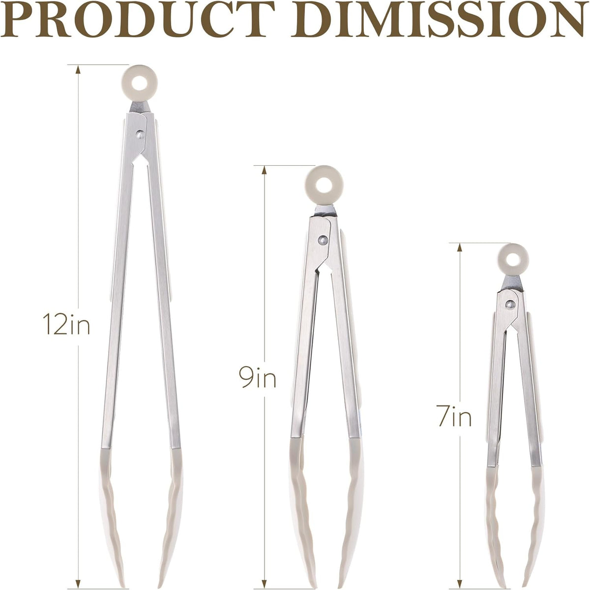 CAROTE Tongs for Cooking 428ºF Heat Resistant Locking Stainless Steel Kitchen Tongs with Non Scratch Silicone Tips, Perfect for Nonstick Cookware, BBQ Tongs Set of 3 (7"+9"+12")