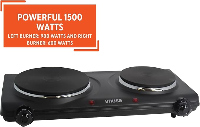 IMUSA Double Electric Hot Plate, Black