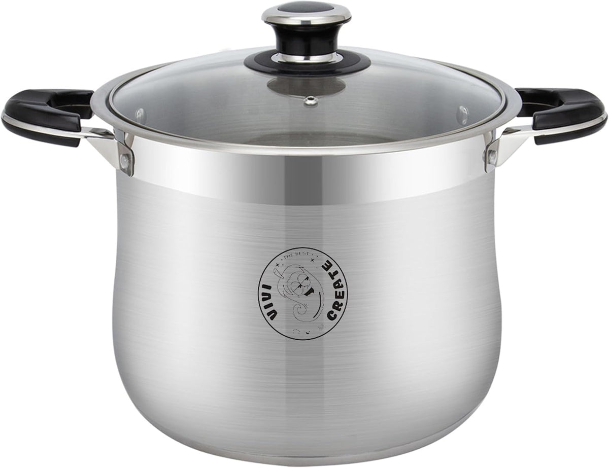 Vivicreate Stainless Steel Stock Pot with Lid for Induction Cooking Boiling Pasta Stew Soup Large Capacity Cookware Pots with Handles for Kitchen Spaghetti Olla Olla de Acero Inoxidable (27.5 QT)