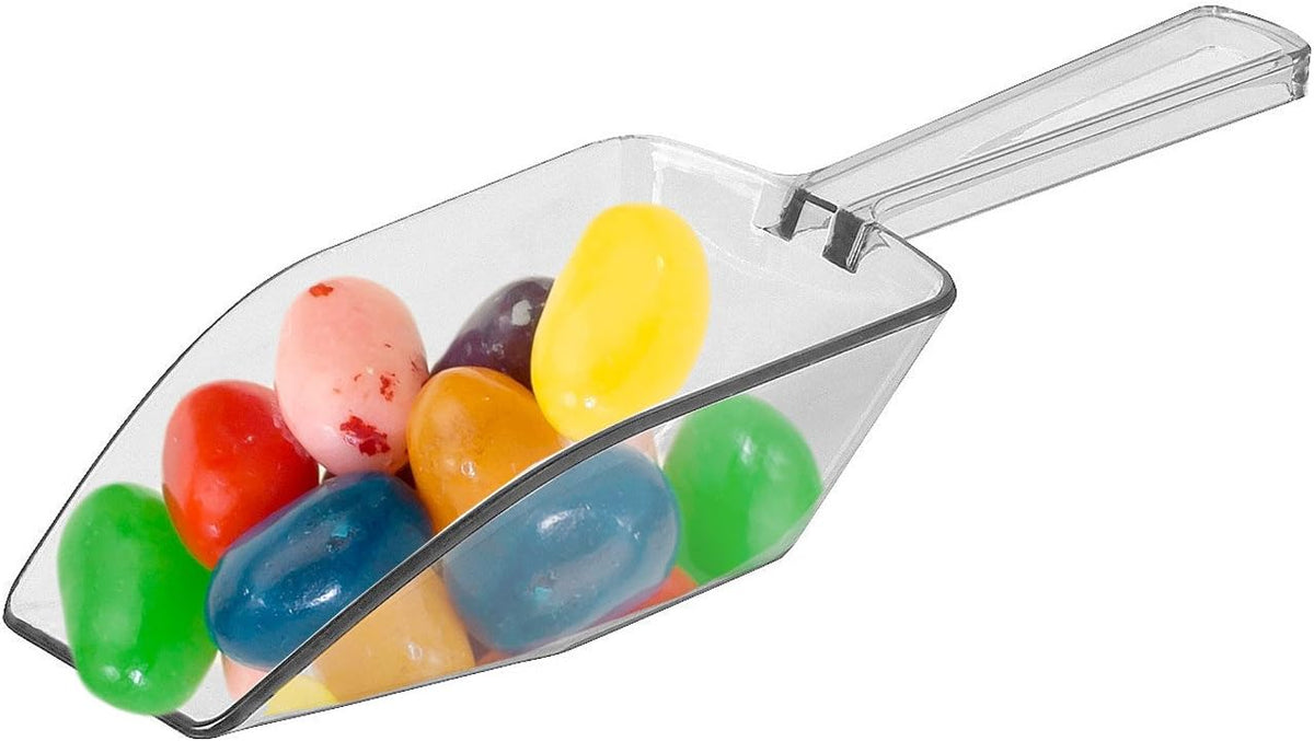 Clear Plastic Acrylic Scoops 24 Pcs | 6.5” Medium Kitchen Scoop | Wedding Desserts | Candy Buffet, Ice Cream, Protein Powders, Coffee, Tea, Flour (24 Pack, 6.5")