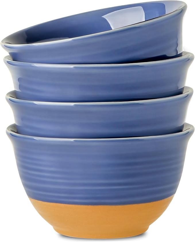 Hasense Large Soup Bowls, 7 Inch Ceramic Salad Serving Bowls, 40 oz Pasta Bowls Set of 4, Cereal Pho Ramen Noodle Popcorn Bowls for Kitchen, Dishwasher Microwave Safe, Purple