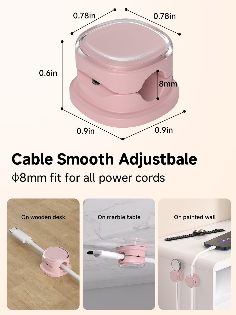 Magnetic Cable Clips, Adjustable Cord Holder Management, Adhesive Wire Keeper Organizer for Home Office Desk Phone PC Car Wall Desktop Nightstand Appliance (9-PCS Purple)
