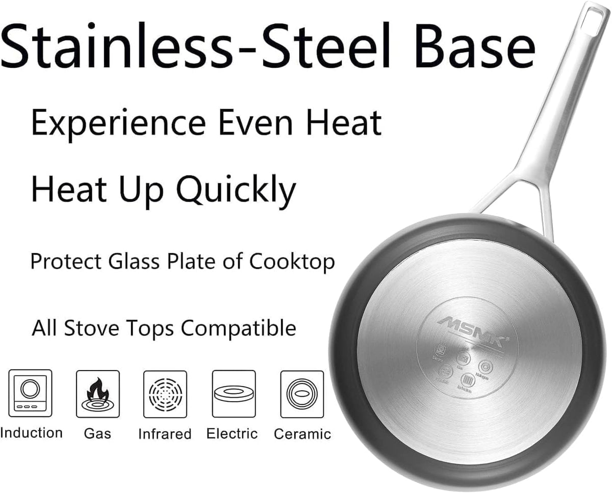 MsMk 12 1/2 inch Non Stick Frying Pan with Lid,Titanium and Ceramic Nonstick Large Skillet，Stay-Cool Handle,Scratch-resistant,Non-Toxic,Induction，Dishwasher Safe, Oven Safe to 700°F