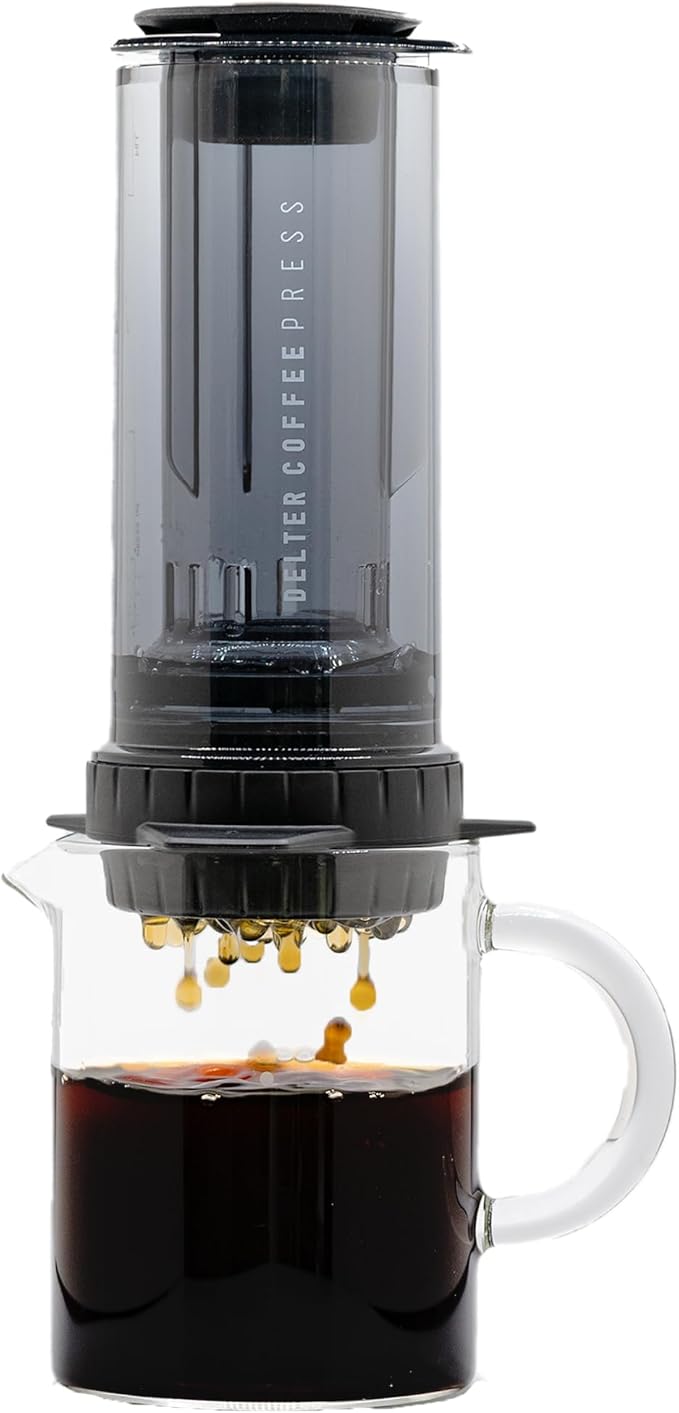 Delter Coffee Press Smoked Grey Edition with Metal Filter Included