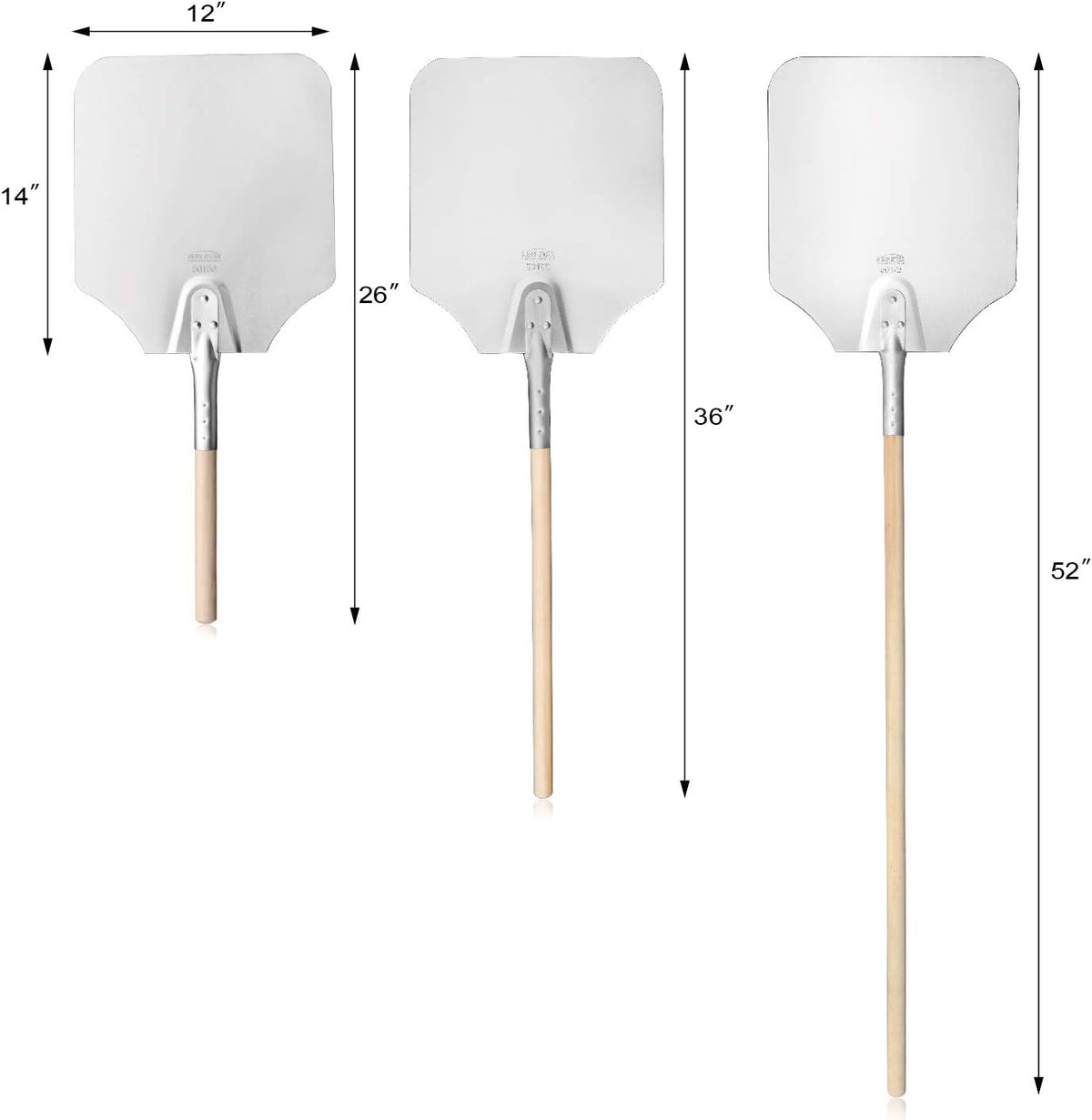 New Star Foodservice 50165 Aluminum Pizza Peel, Wooden Handle, 12 x 14 inch Blade, 36 inch overall