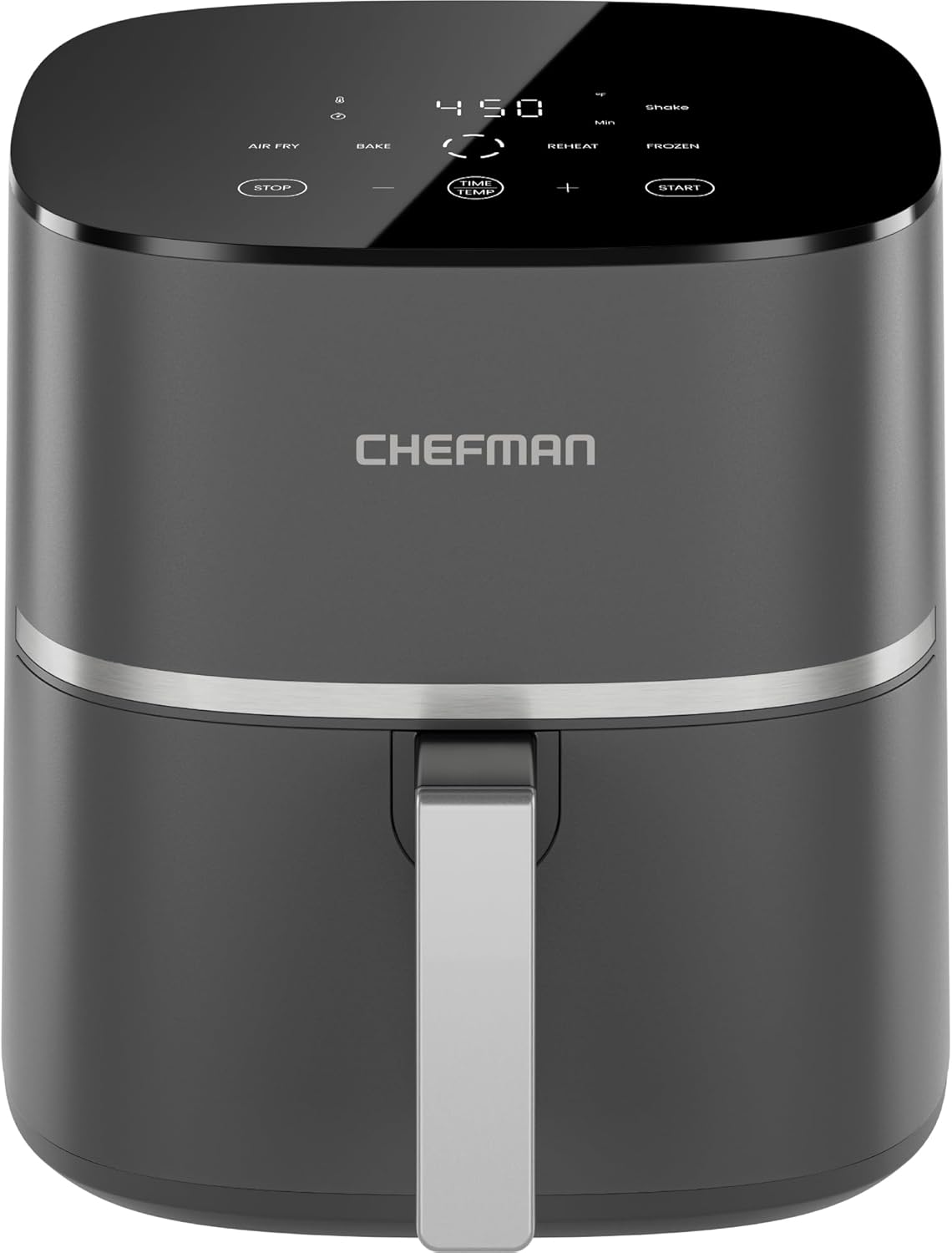 Chefman TurboX 4-in-1 Air Fryer, 5-Quart Airfryer for Extra Crispy Chicken, Fries, Wings, and More, Air Fry, Bake, Reheat, and Frozen Functions, Digital Touch Controls, Dishwasher Safe - Gray