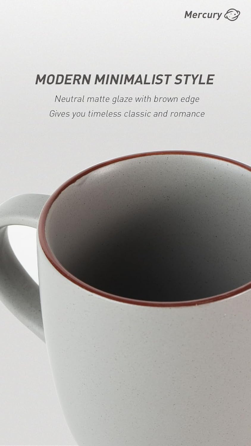famiware Mercury Coffee Mugs 13 oz, Coffee Mugs Set of 4 with Handle, Cups for Latte, Hot Tea, Cappuccino, Mocha, Cocoa, Dark Grey