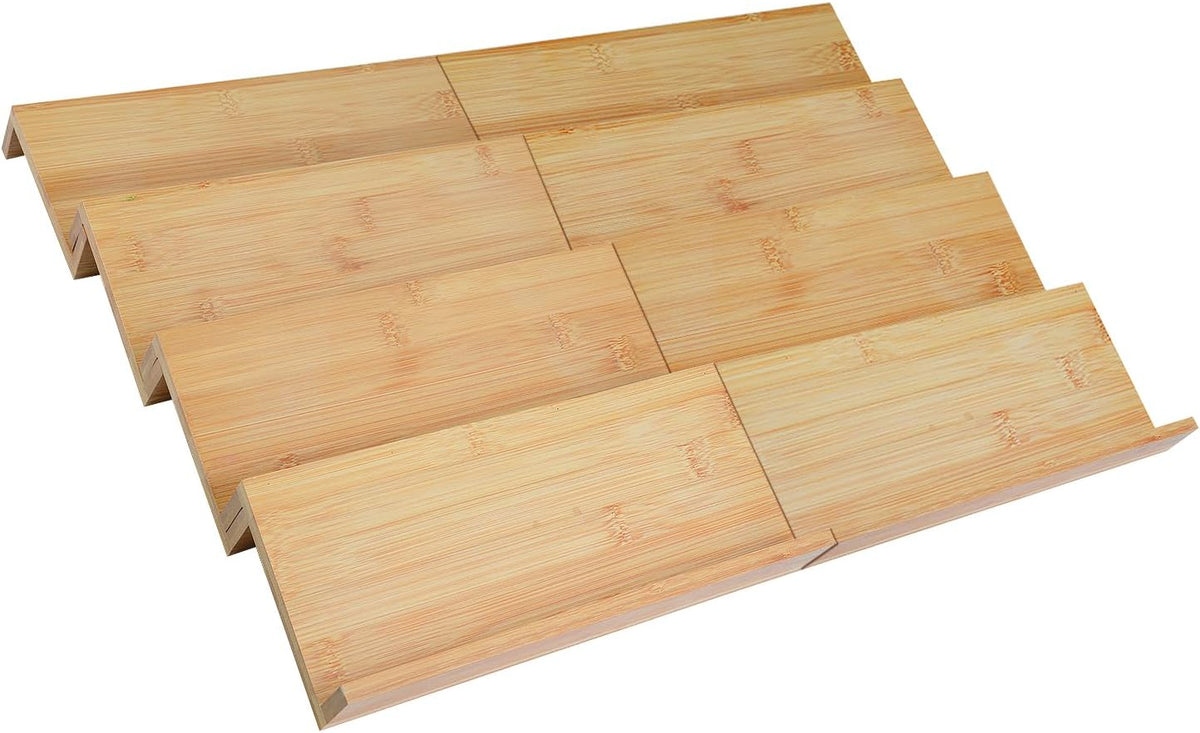 Bamboo Spice Drawer Organizer for Insert Shallow Drawer, 8 Tier Stackable Spice Rack Organizer for Cabinet(4.8" D x 13" W x 1.65" H) Seasoning Storage Organization for Kitchen Pantry Drawer