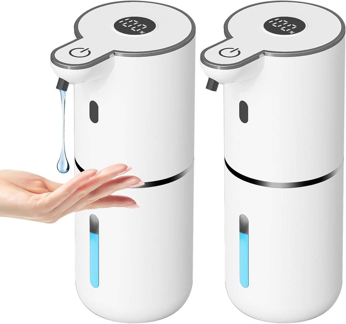 2 Pack Automatic Liquid Soap Dispenser Touchless, USB Rechargeable Smart Hand Soap Dispenser, 6-Level Adjustable, 12.8oz/380mL Wall Mount for Bathroom Kitchen Dish Soap
