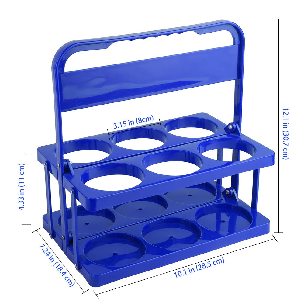 Bodaon 6 Cup Drink Carrier with Handle, Plastic Cup Holders for GrubHub/Doordash Delivery, Reusable Foldable Car Drink Caddy, Leakproof Food Delivery Accessories, 360° Secure Grip, Blue