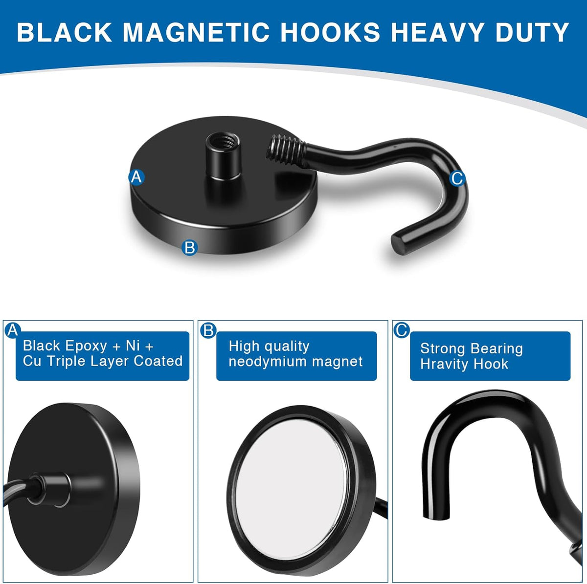 LOVIMAG Cruise Magnets with Hooks, 40lbs Magnetic Hooks for Cruise Cabins, Cruise Essentials Must Haves for Travel, Neodymium Magnets with Epoxy Coating for Hanging, Refrigerator, Kitchen -12 Pcs