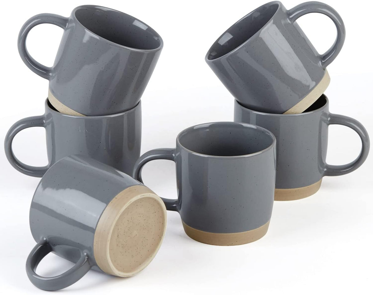famiware Coffee Mugs for 6, 12 oz Mug Set, Dringking Cup with Handle for Coffee, Tea, Cocoa, Milk, Milkyway serise, Dark Gray