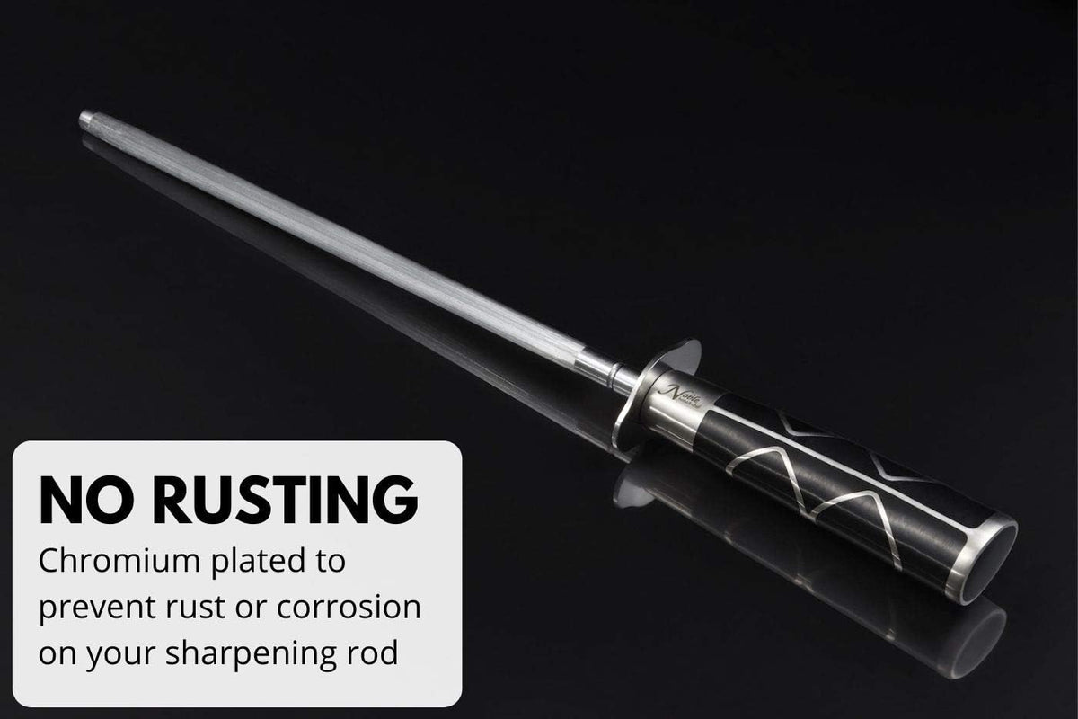 Professional Honing Steel 12”, Magnetized for Safety, No Rust, No Cheap Plastic! Noble’s Knife Sharpener Has an Oval Handle for a Firm Grip and is Built For Daily Use, Perfect for Chefs!
