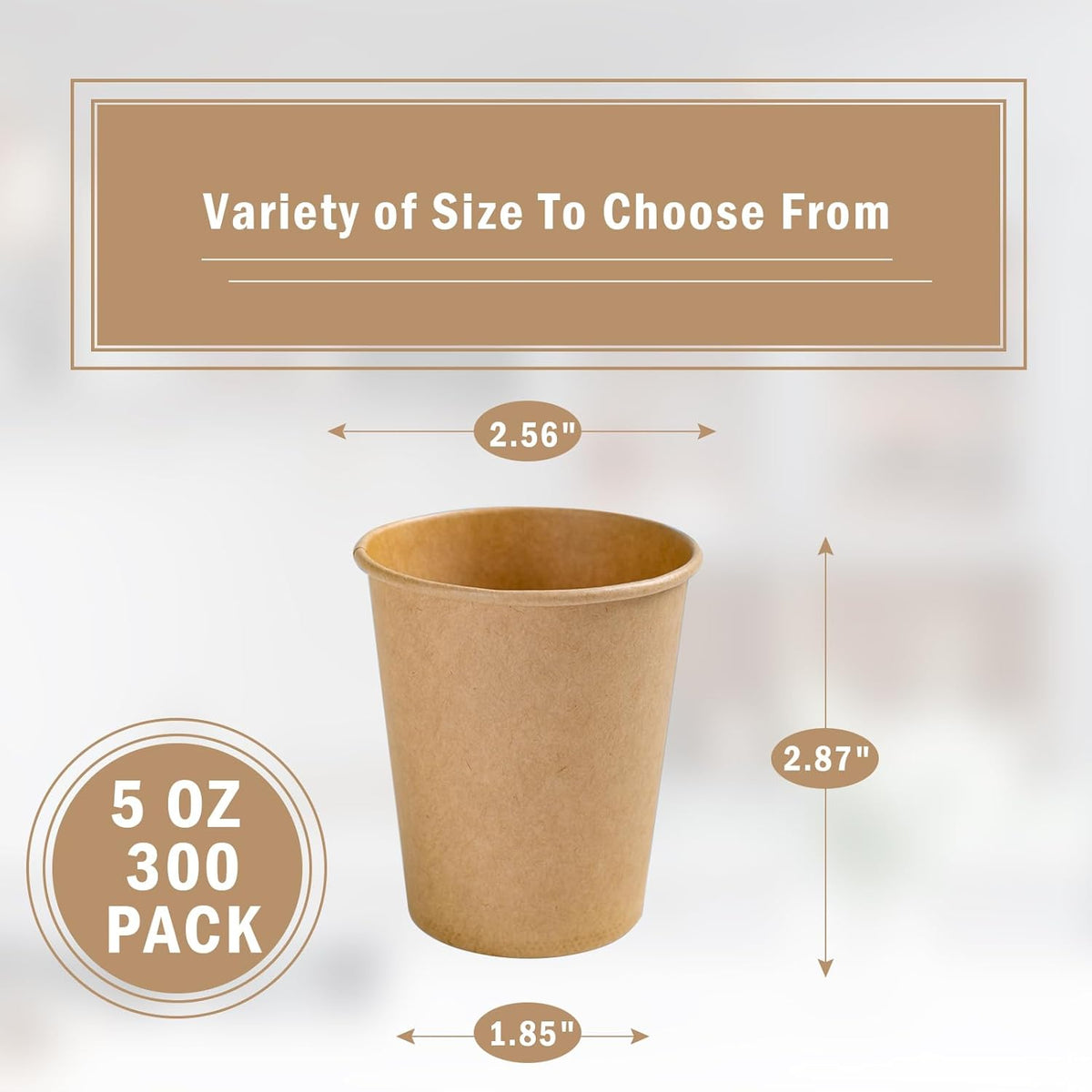 Lamosi 5 oz Paper Cups Disposable - 300 Count, Kraft Paper Cups for Bathroom Mouthwash, 5 ounce Espresso Coffee Cups for Home, Kitchen, Office