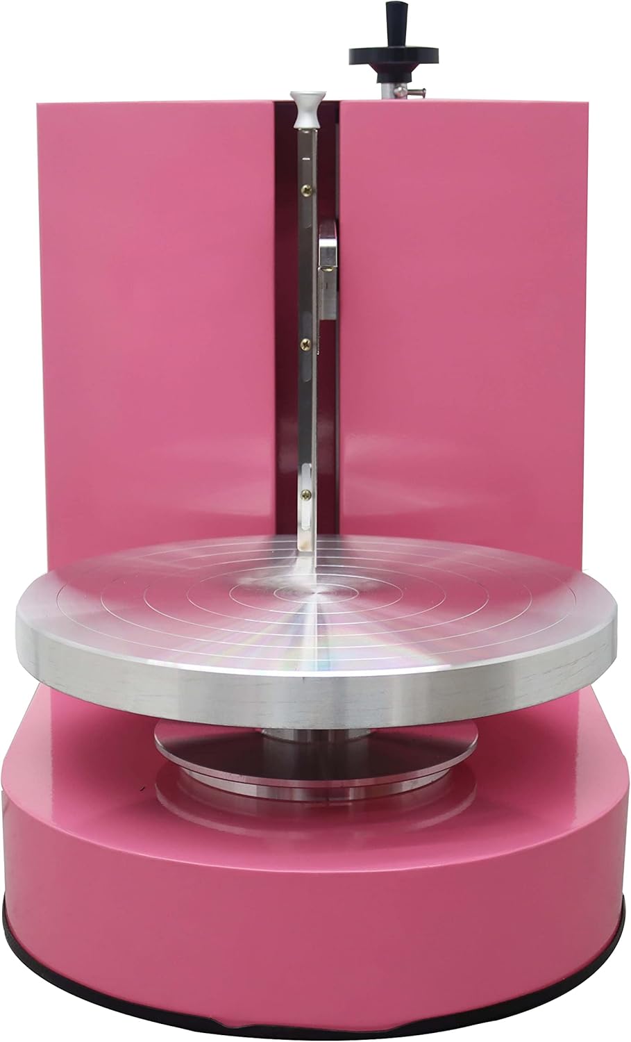 TECHTONGDA Cake Decorating Coating Machine Cream Spreading Automatic Frosting Turntable with Graduated Scraper 60-320RPM Rotating Speed for 4-12inch Cakes Pink