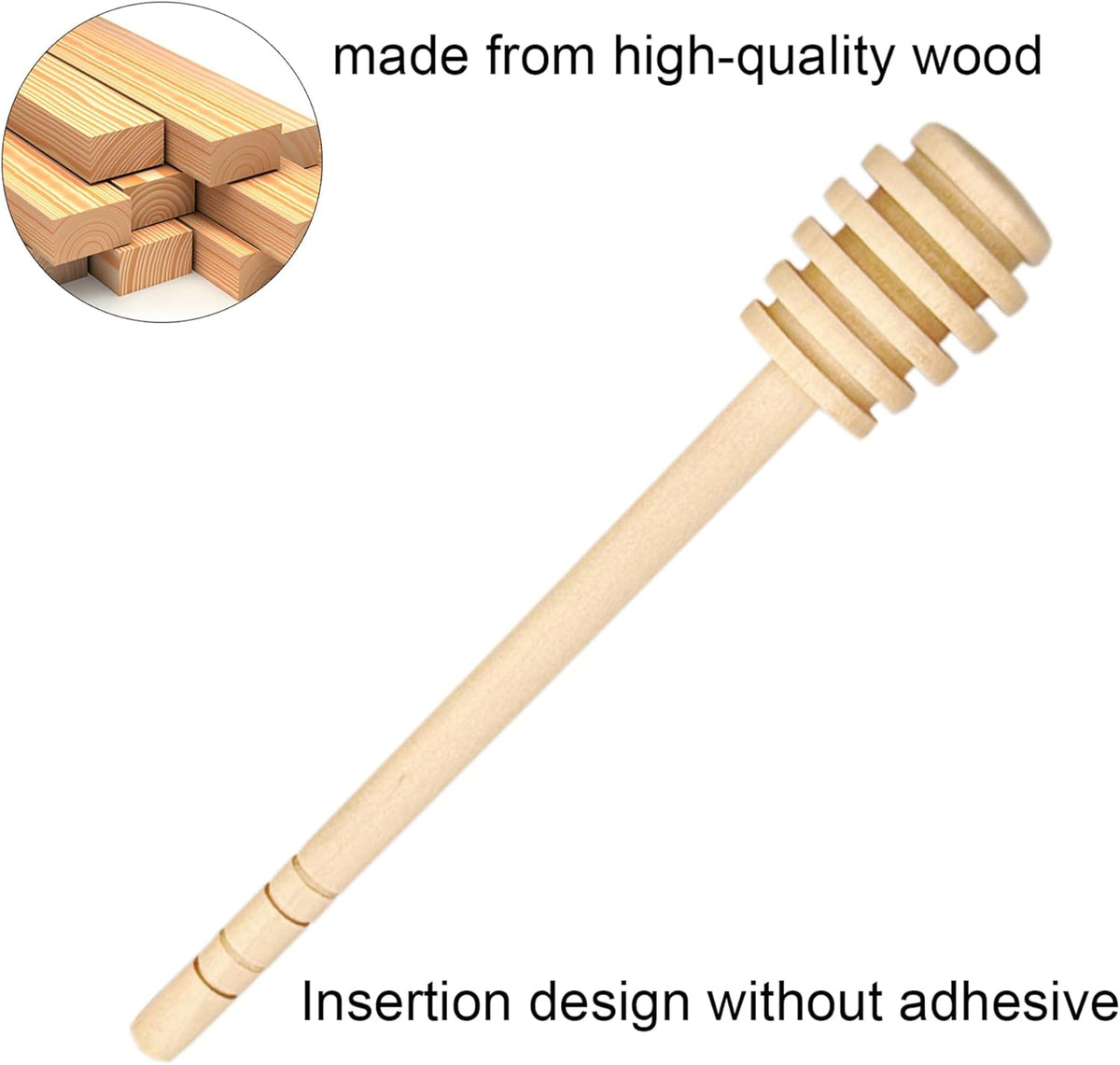 50 Pcs Wooden Honey Dipper Stick Collecting Dispensing Drizzling Jam Portable Wedding Party (6 inch)
