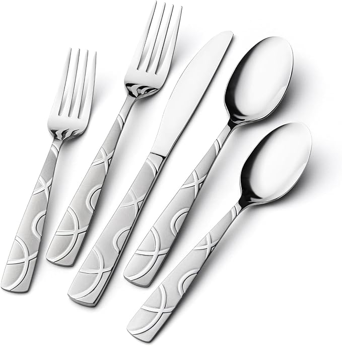 HIKAA 20PCS Silverware Set Service for 4,Premium Stainless Steel Cutlery Set, Mirror Polished Flatware Sets,Modern Kitchen Eating Utensils Set Include Spoons Forks Knives