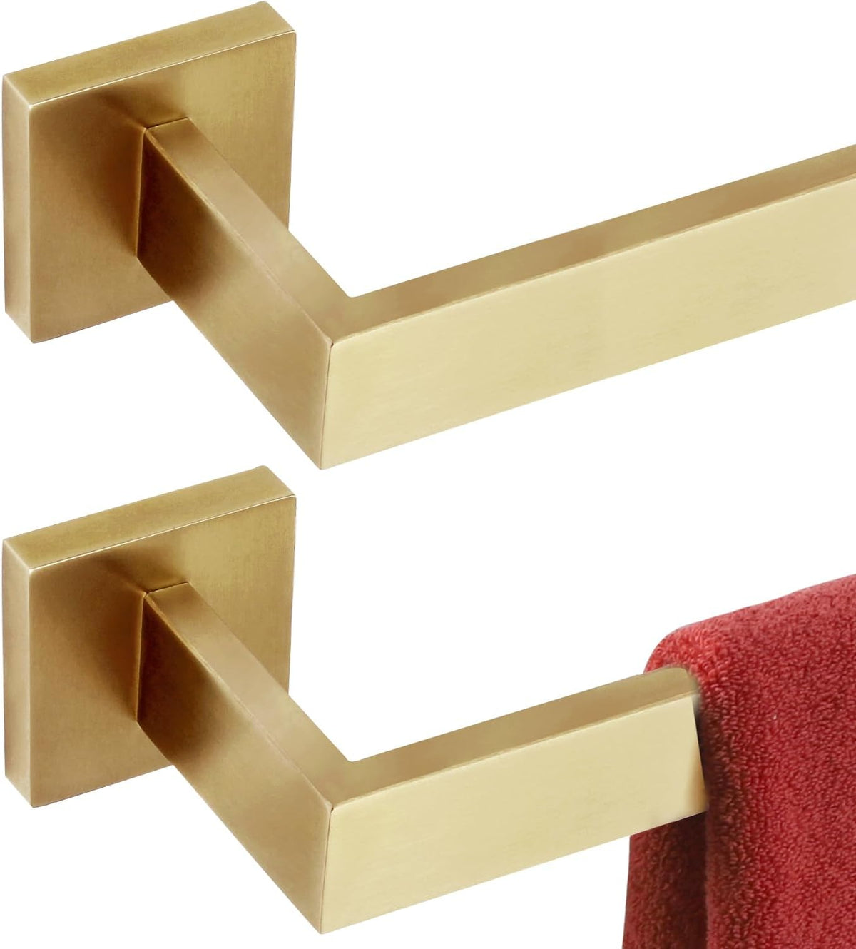 KOKOSIRI 24-Inch Single Towel Bar, Bathroom Kitchen Towel Holder, Wall Mounted SUS304 Stainless Steel Towel Rack 2 Pack, Brushed Gold, B4003BG-L24-P2