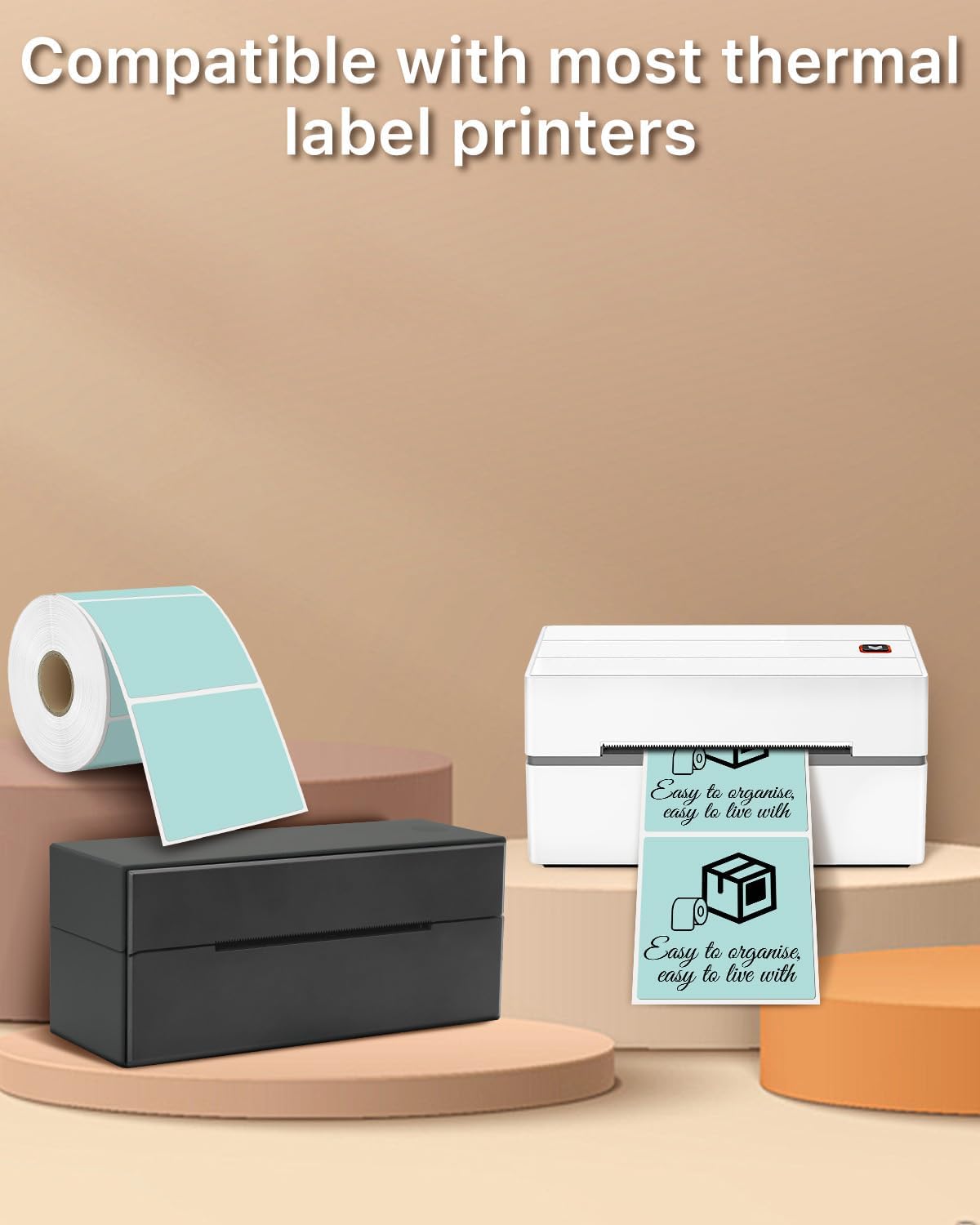 iEager Green Square Thermal Label Stickers, 3" x 3" Self-Adhesive Square Direct Thermal Labels with Perforation Line, 500 Sheets/Roll
