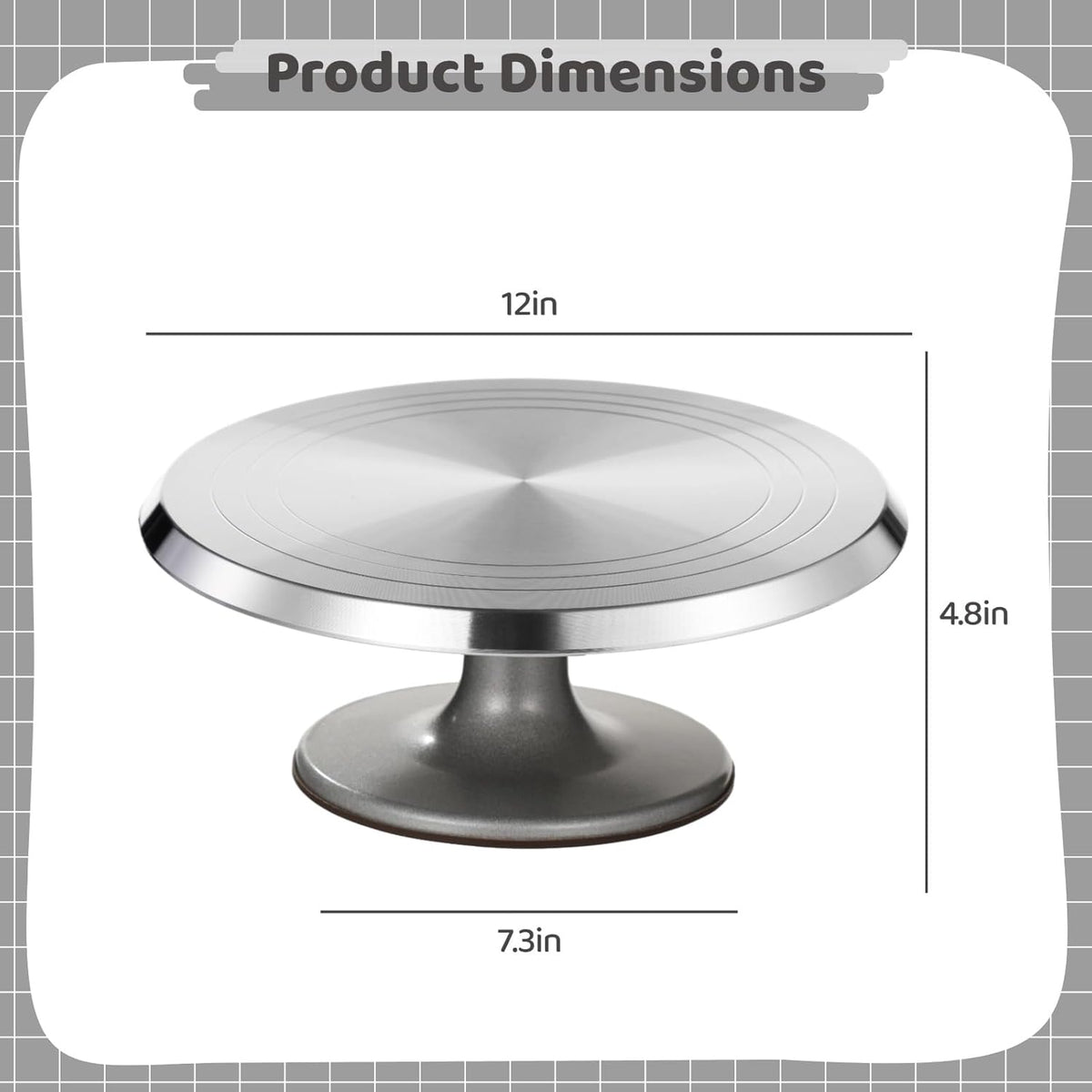 OMISTAR Aluminium Alloy Revolving Cake Stand, 12 in Cake Decorating Turntable, Non-Slip Rotating Platform, Smooth 360° Rotations for Cake Decorating and Baking Parties