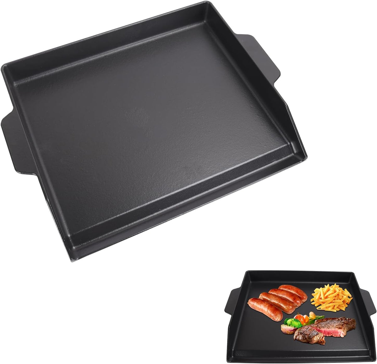 Universal Flat Top Griddle, Cast Iron BBQ Griddle for Electric/Gas/Charcoal Grill/Stove, 18.6 x14" Griddle Inserts for Weber Charbroil Camp Chef,Nonstick Coating Cooking Skillet Pan for Outdoor