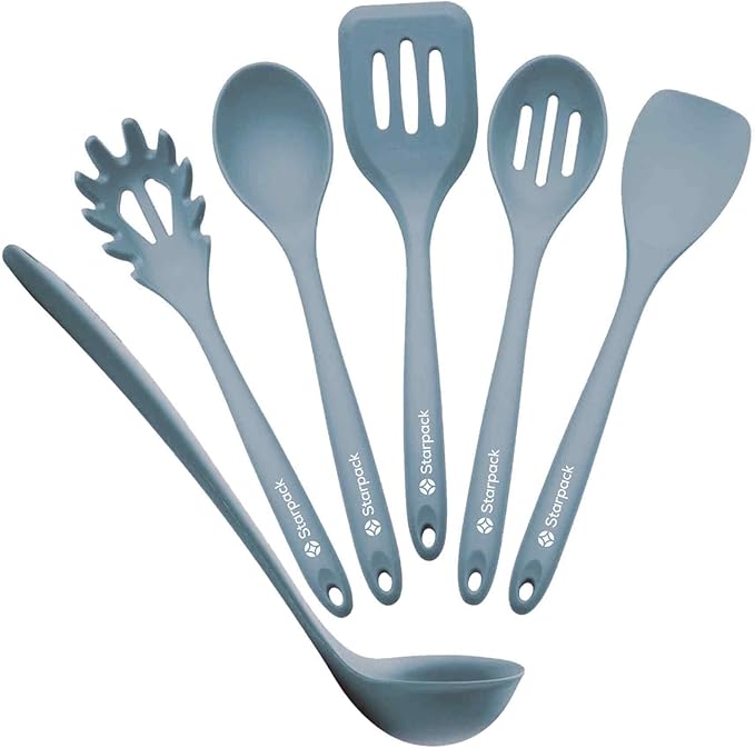 Starpack 'Like a Boss' XL Premium Silicone Cooking Utensils Set (6 Pcs) 13" - Heat Resistant Kitchen Utensils 600°F - Non-Stick Silicone Utensil Set - Large Kitchen Utensils Set for Cooking & Serving