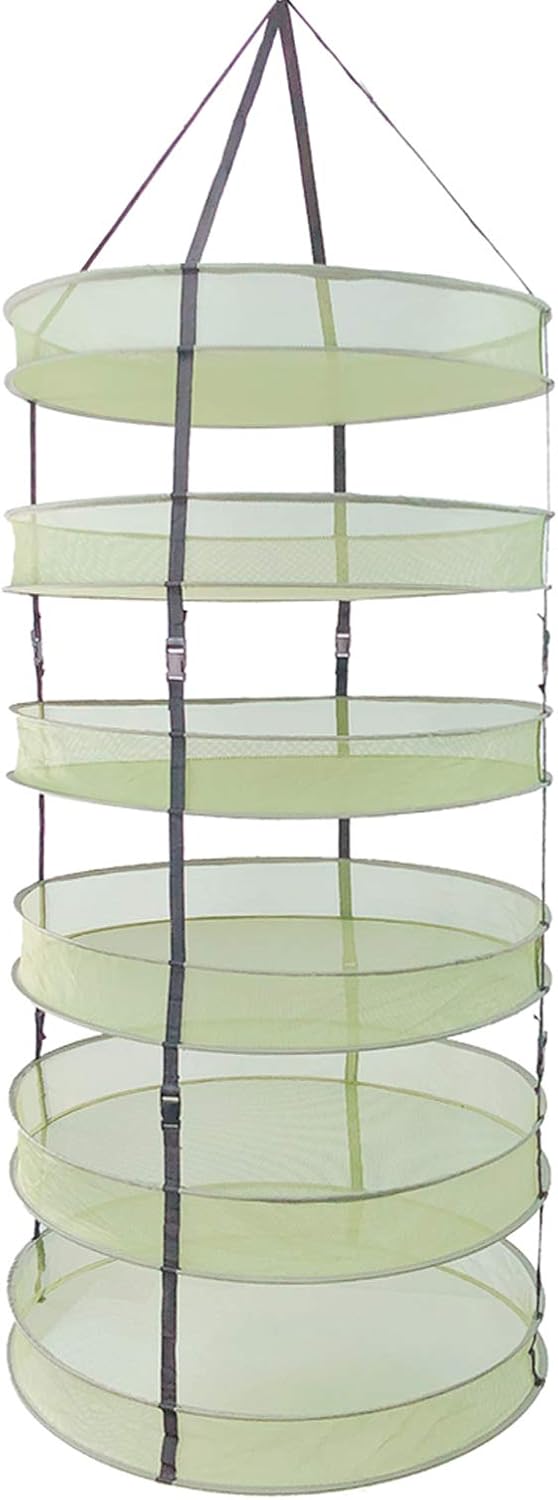 HORTIPOTS Hanging Drying Racks 2 FT Mesh Herb Dryer for Herbs and Clothes (2 FT Diameter, Green)
