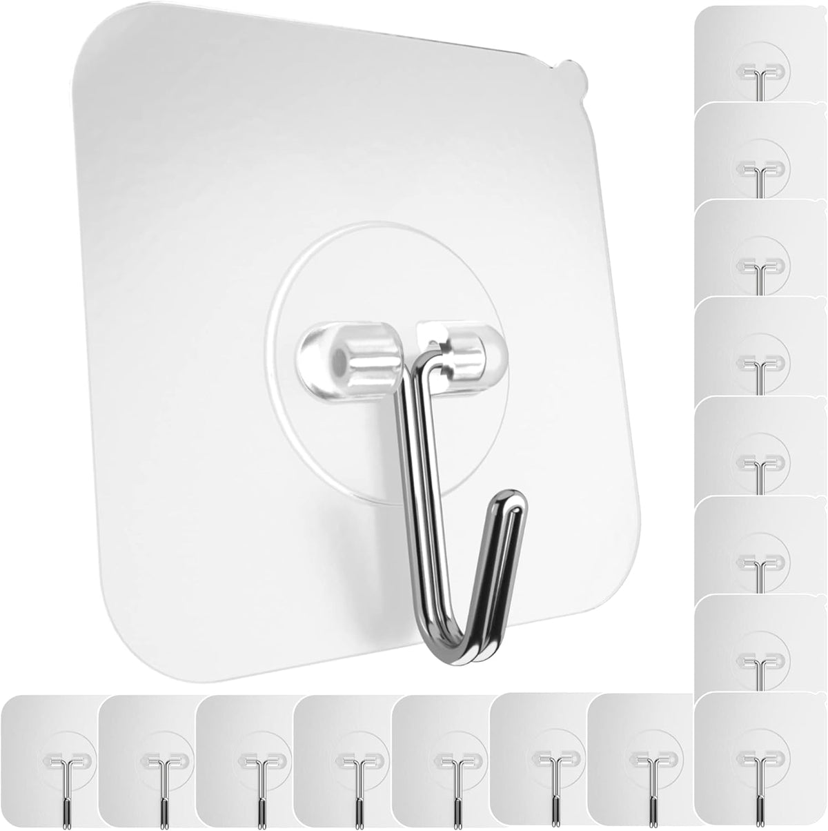 GLUIT Adhesive Wall Hooks for Hanging Heavy Duty 22 lbs Hooks for Walls No Damage 20 Pack