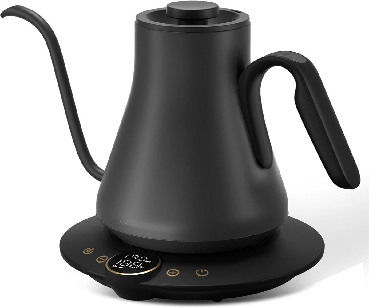 Cocinare FLOW B9 Gooseneck Electric Kettle, Precise Temperature Control for Pour-Over Coffee & Tea Brewing, Stainless Steel Interior, Rapid Heating for Boiling Water, 1500W/0.9L Matte Black