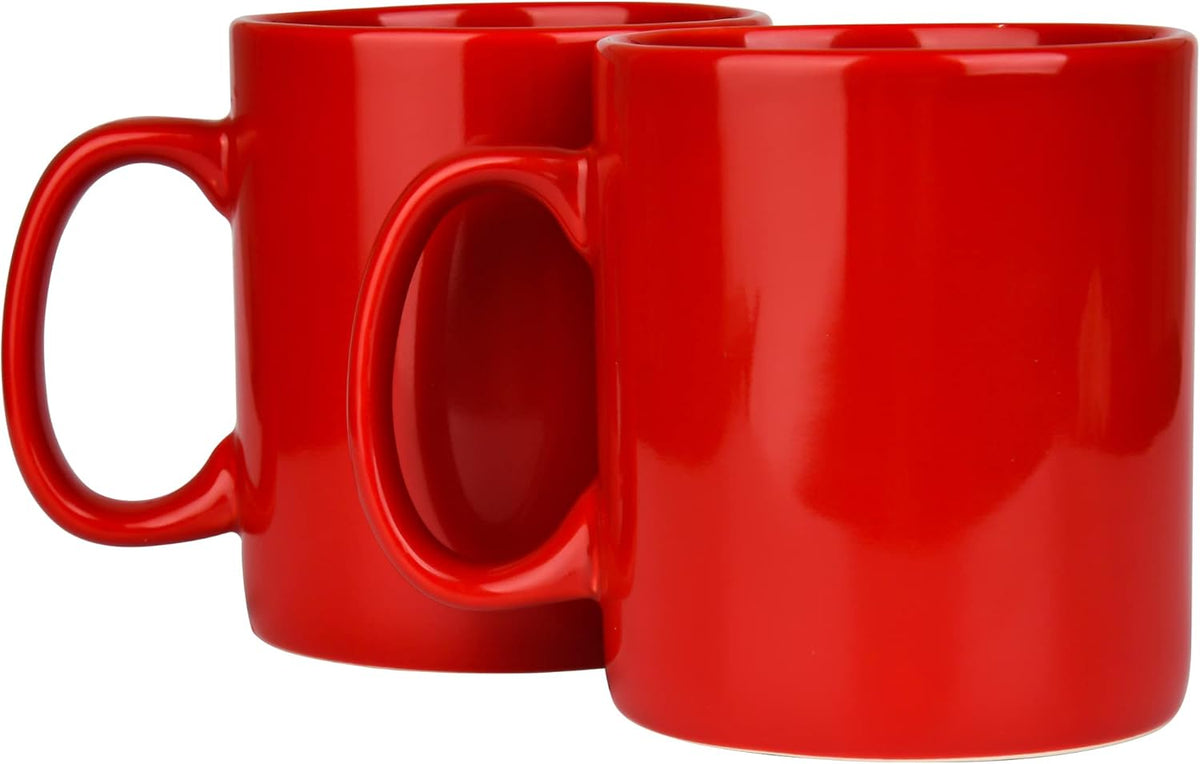 30oz Super Large Ceramic Coffee Mugs Large Handles Set of 2 (Red)